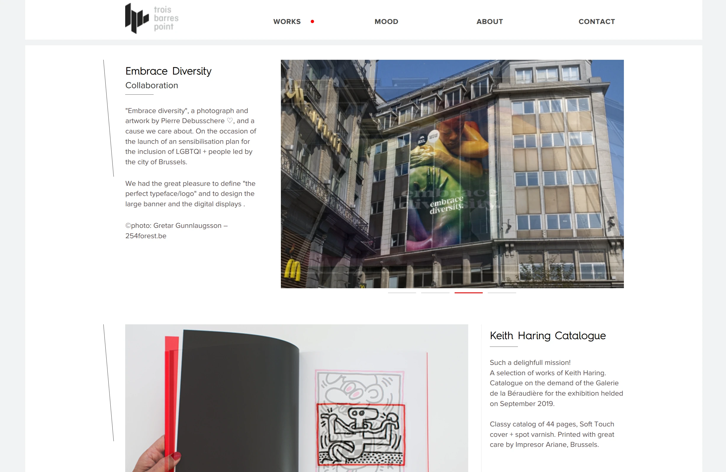 Page d'accueil du site web troisbarres.com